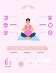Gynecology and pregnancy infographics template. Motherhood elements. Constructor for creating your own design, infographics. Vector illustration