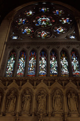 interior stained glass windows of  St Colman's Cathedral