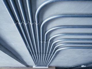 Electricity Pipe system on Cement Wall