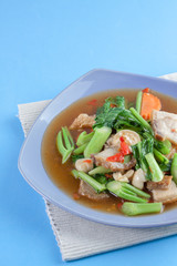 Thai food : Crispy Pork with Kale