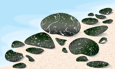 Marble stones on the beach no shadow.