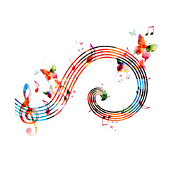 Naklejka premium Colorful background with music notes