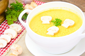 Puree Cream Soup of Zucchini with Mushrooms