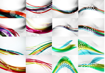 Set of abstract backgrounds, smooth blurred waves