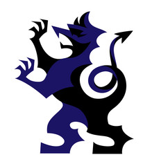 Vector stylized rampant griffin heraldic beast symbol, logo crest emblem or coat of arms illustration