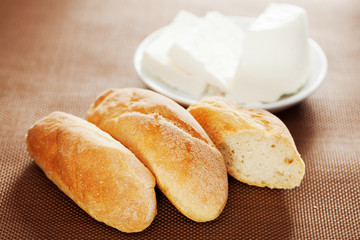 Homemade baguettes with cheese