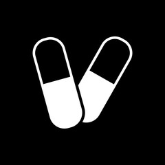 The pill icon. Tablet and antibiotic, vitamins symbol. Flat