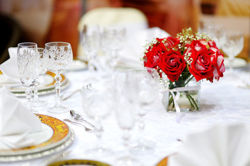 Table set for an event party or wedding reception
