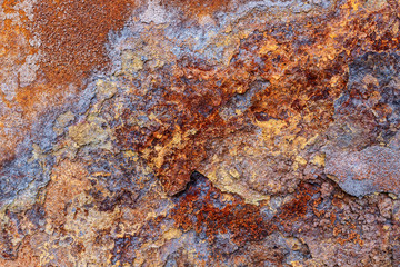 Close shot by the weathering corrosion iron surface