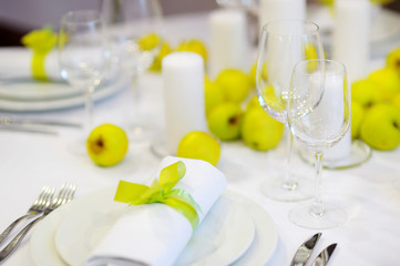 Table set for an event party or wedding reception