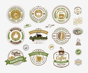 Set of Vintage Retro Coffee Labels and Badges Natural Series, Vintage Coffee House Badges Vector, Vintage Coffee Badges and Labels Vector, Vintage and Retro Labels and Badges