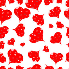 Multi-colored hearts on a light background.Seamless