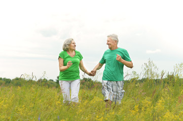  Senior couple running 
