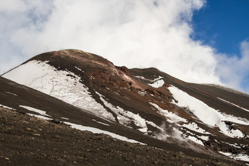 Fototapeta na wymiar The summit craters of the Etna volcano