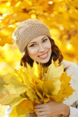 young woman with leaves 