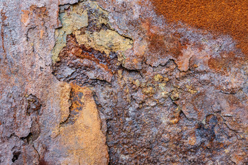 Close shot by the weathering corrosion iron surface