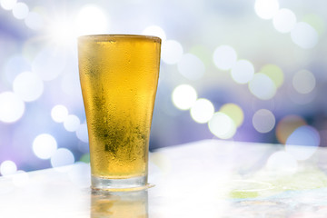 Beer golden white bubbles.