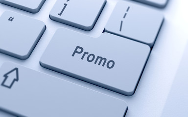 Promo word button on computer keyboard