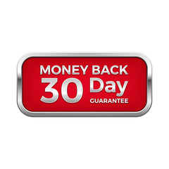 Red money back plate in silver frame