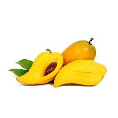 Yellow fruit on white background, Fresh Pouteria campechiana tro