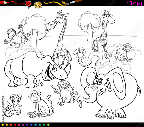 "safari animals coloring book" Stock image and royalty-free vector