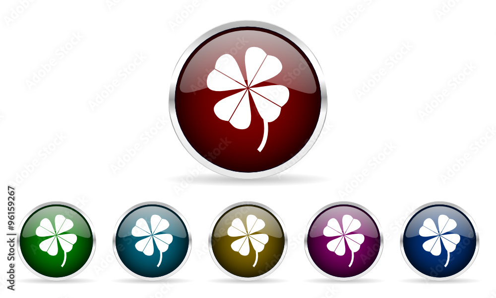 Poster four-leaf clover vector icons set