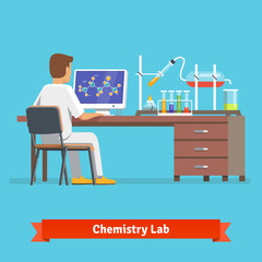 Fototapeta premium Medical chemistry lab worker researching