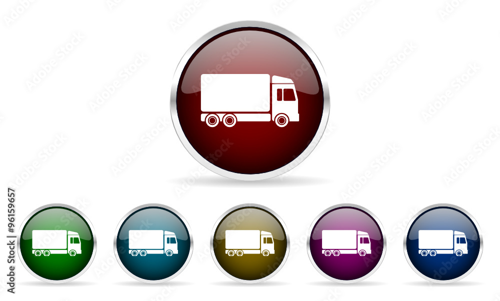 Poster shipping glossy web icon vector set