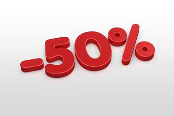 Red fifty percent discount symbol