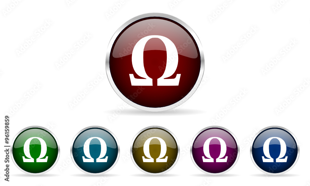 Poster omega glossy web icon vector set