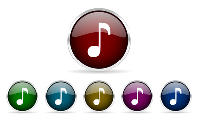 music glossy web icon vector set