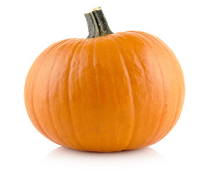 Closeup shot of orange pumpkin isolated on white