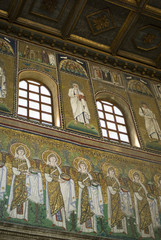 Fototapeta na wymiar Mosaics the New Basilica of Saint Apollinaris. Ravenna, Italy. 