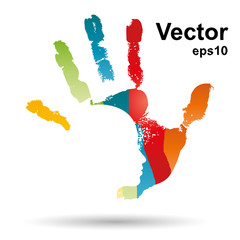 Vector conceptual abstract human child hand paint  woman face