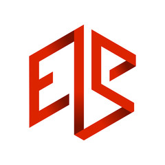 ES Initials 3D Media Box Frame Red