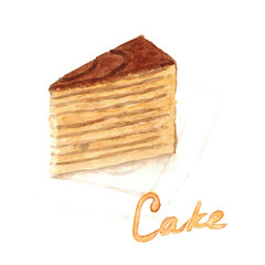 watercolor sweet chocolate cake art