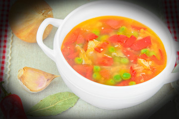 Healthy Food: Fish Soup Vegetables.