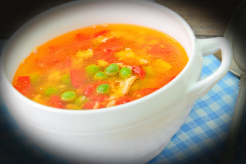 Healthy Food: Fish Soup Vegetables.