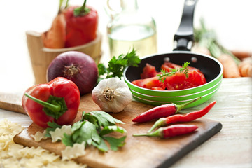 freshly prepared vegetables for cooking