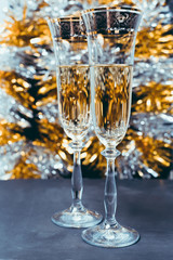 Champagne and new year decoration