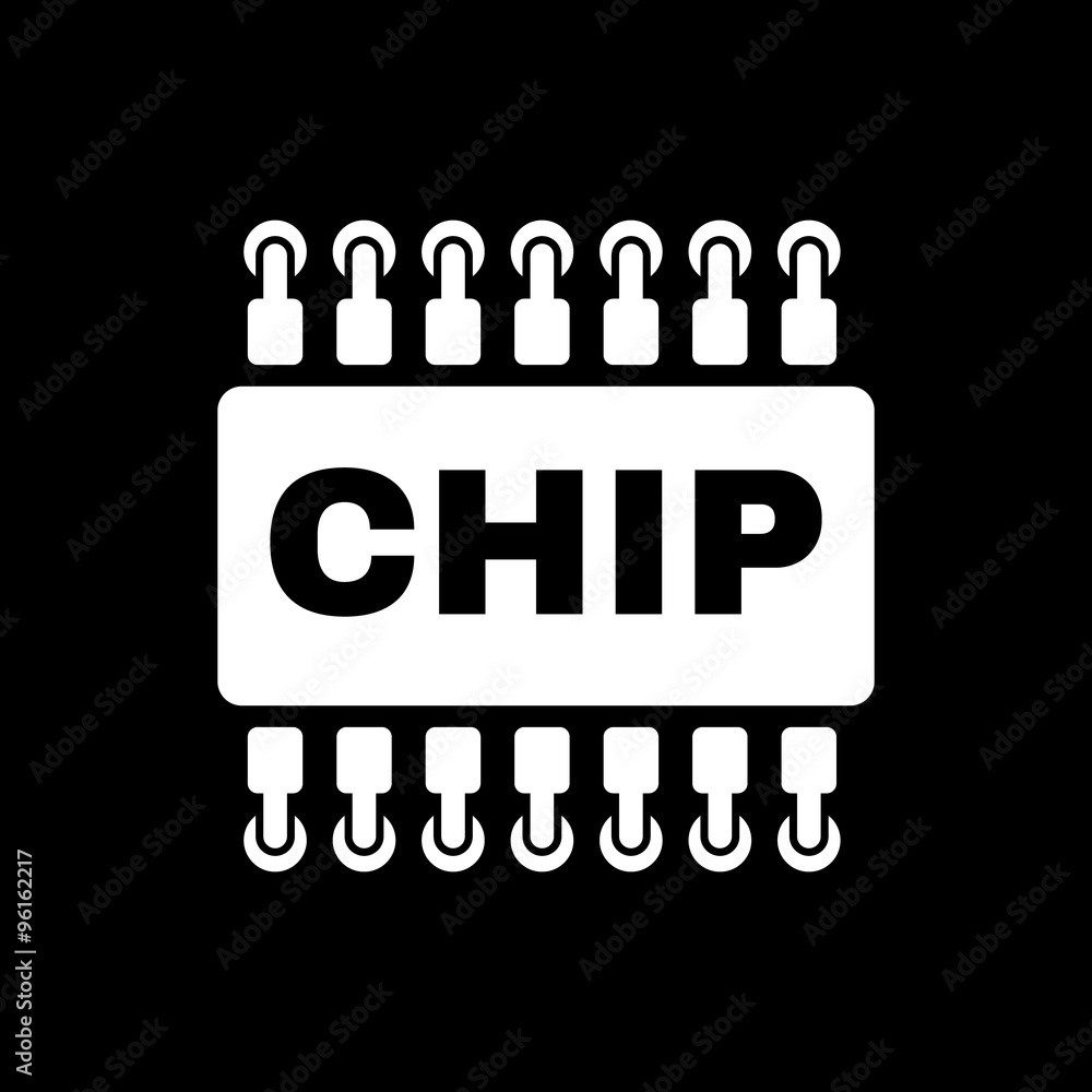 Poster the chip icon. microchip and microcircuit symbol. flat