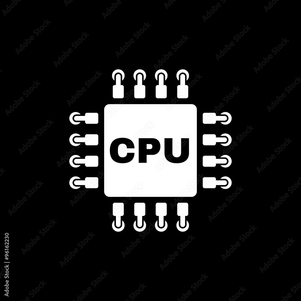 Poster the cpu icon. microprocessor and processor symbol. flat
