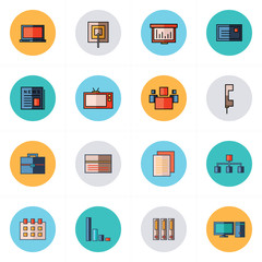 office icons set flat design