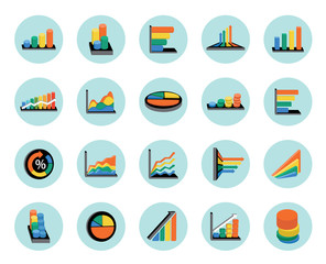 Business graphs icons set