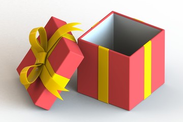  Open gift box with yellow ribbon 