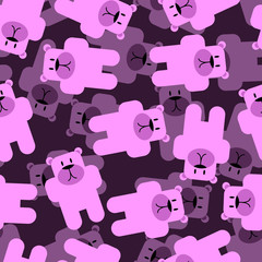 Cute bears seamless pattern. Pink animals 3D background. Funny a