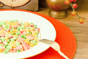 Juicy Vegetable Stew. Paprika, Peas, Carrots. Diet Food.