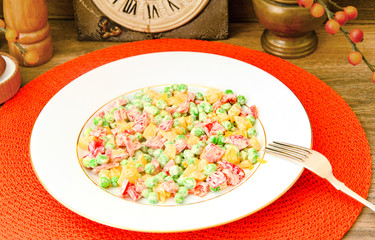 Juicy Vegetable Stew. Paprika, Peas, Carrots. Diet Food.