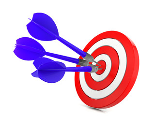 Dart hitting a target, success concept