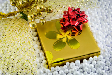 Christmas gift box and decorations